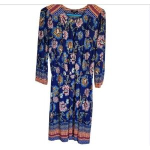 AUW Womens Dress Sz 8 Sheath Bright Colored Floral Stretch Relaxed Work Travel